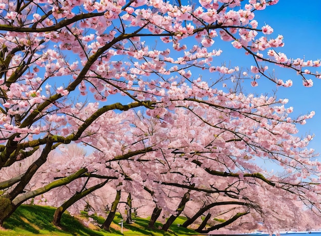 belles fleurs roses sur un arbre