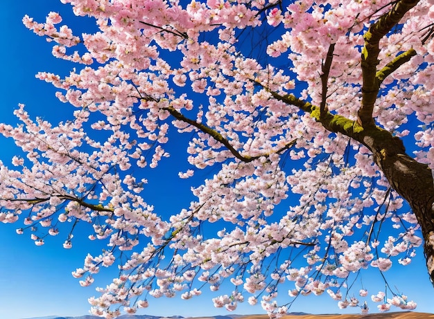 belles fleurs roses sur un arbre