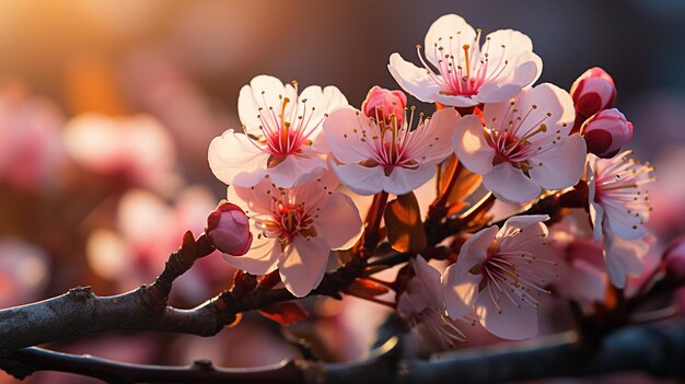 Belles fleurs roses dans le jardin générative ai