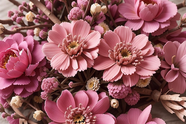 Belles fleurs séchées roses