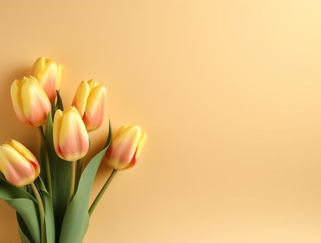 Belles fleurs de tulipes avec copie Espace d'arrière-plan vue supérieure Espace pour le texte