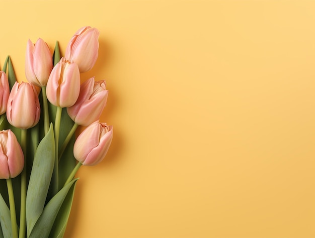 Belles fleurs de tulipes avec copie Espace d'arrière-plan vue supérieure Espace pour le texte