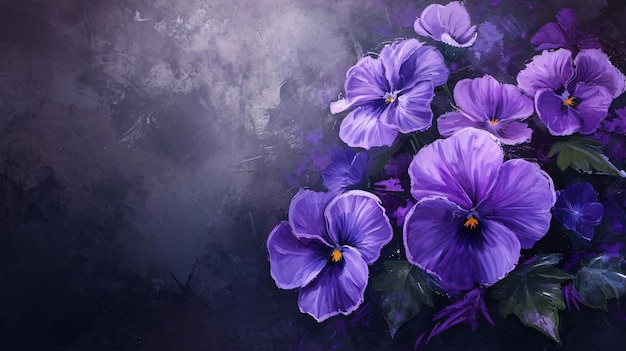 Photo de belles fleurs violettes sur un fond sombre avec de l'huile