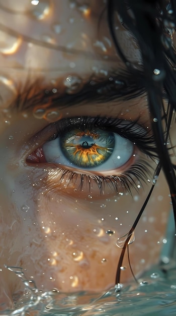 de belles gouttes d'eau macro pour les yeux féminins