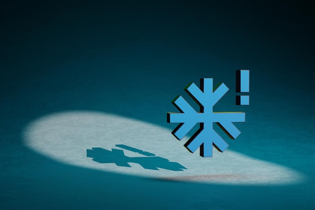 Photo belles illustrations abstraites icône de symbole de froid sévère sur un fond bleu foncé rendu 3d malade