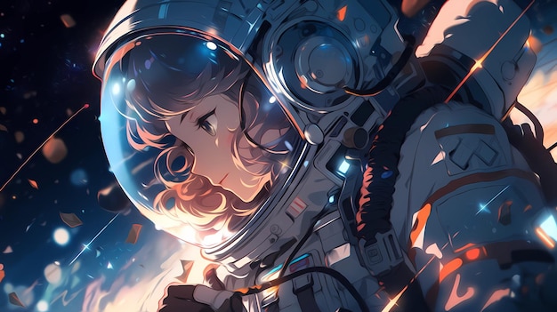 Belles illustrations peintes à la main d'astronautes dans l'univers