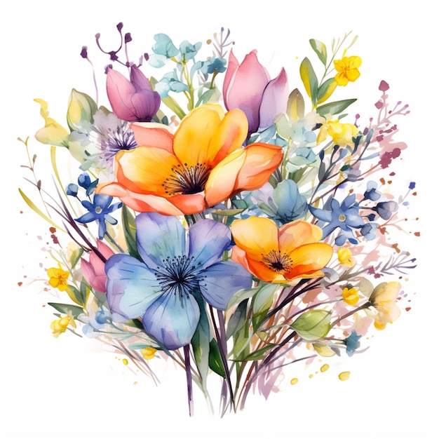 De belles images de peinture à l'aquarelle florale dessinée à la main Ai généré de l'art
