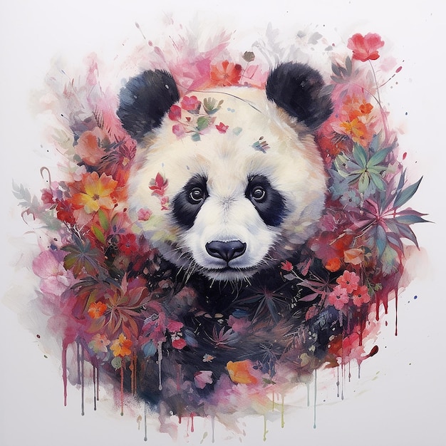 Belles images de peinture de tête de panda Generative AI