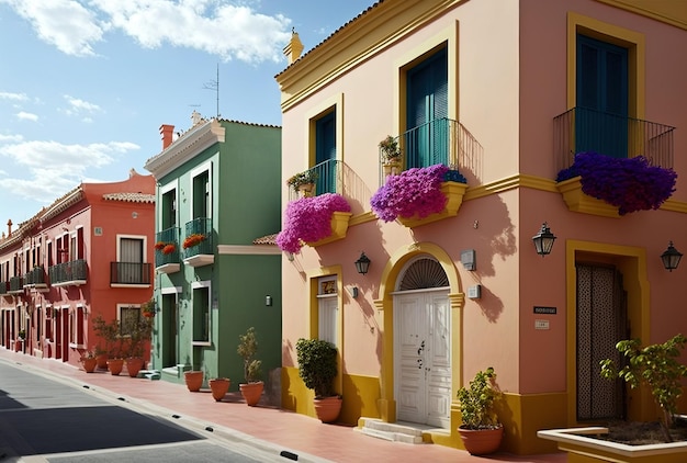 Belles maisons bordant la chaussée de Castellon de la Planas