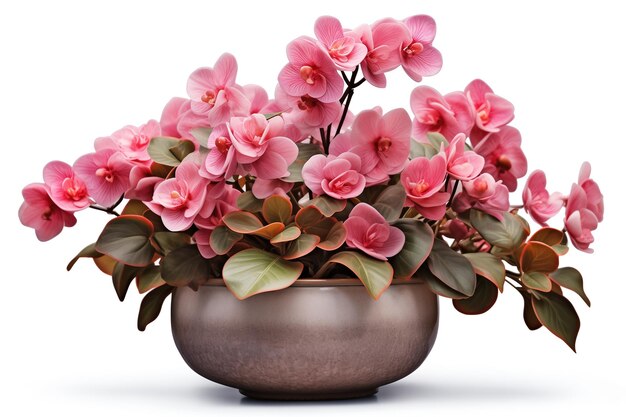 De belles orchidées roses dans un pot isolées sur un fond blanc