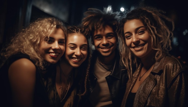 De belles personnes appréciant la vie nocturne en souriant et en riant ensemble générées par l'IA