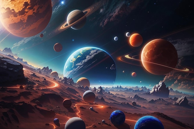 De belles planètes dans l'espace