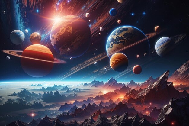 De belles planètes dans l'espace