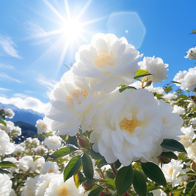 Belles plantes de jardin à fleurs blanches légères Generative AI