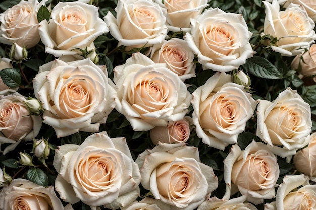de belles roses blanches en fleurs à l'arrière-plan