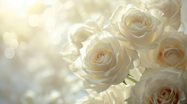 Belles roses blanches sur fond bokeh libre