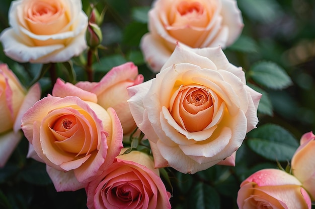 De belles roses fleurissent dans le jardin