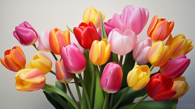 De belles tulipes dans des couleurs pastel focalisation sélective IA générative