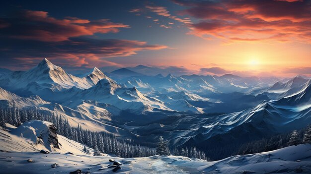 De belles vues sur les montagnes couvertes de neige