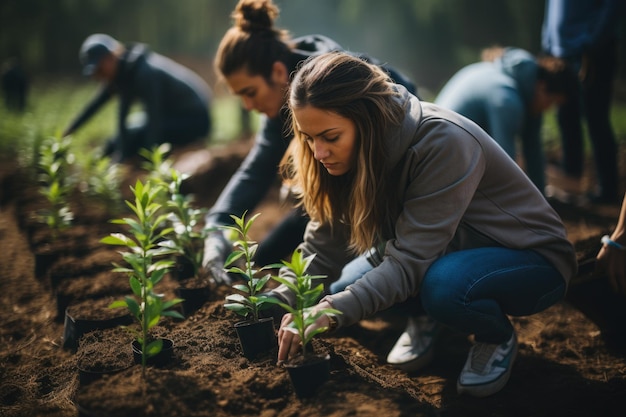 Le bénévolat Les jeunes sont des bénévoles en plein air Le reboisement de l'IA générative