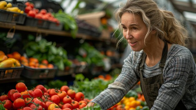 Une bénévole aide une femme âgée à faire ses courses.