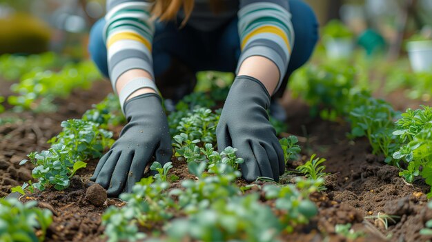 Un bénévole environnemental plante un arbre pour la Journée de la Terre