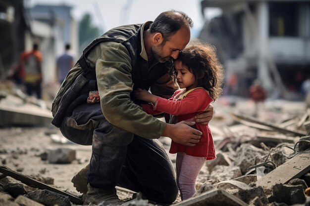 Un bénévole sauve une fille après le tremblement de terre.