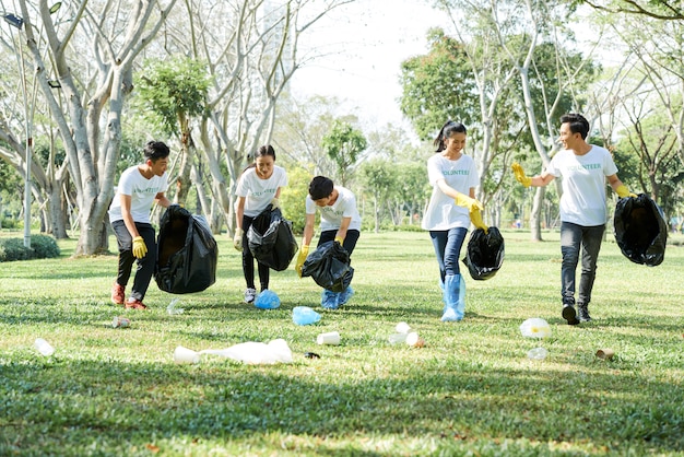 Bénévoles travaillant dans le parc