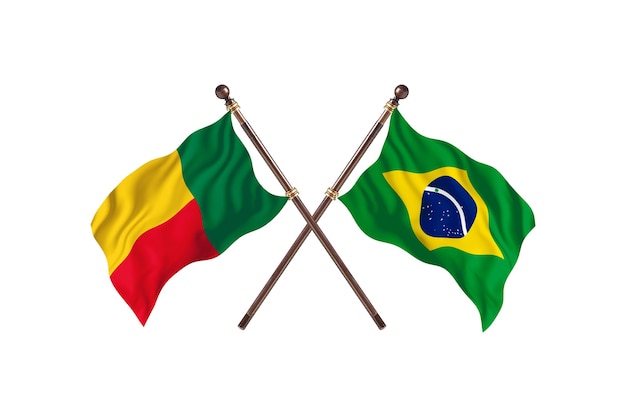 Bénin contre Brésil deux pays drapeaux fond