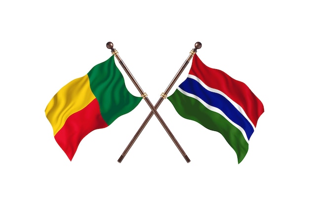 Bénin contre la Gambie deux pays drapeaux fond