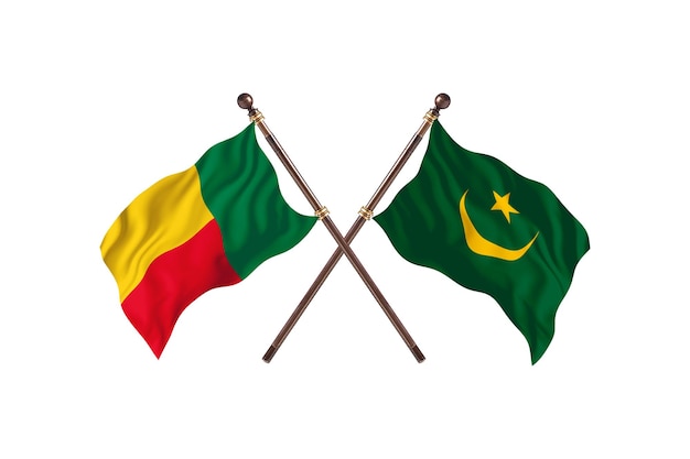 Bénin contre Mauritanie Fond de drapeaux de deux pays