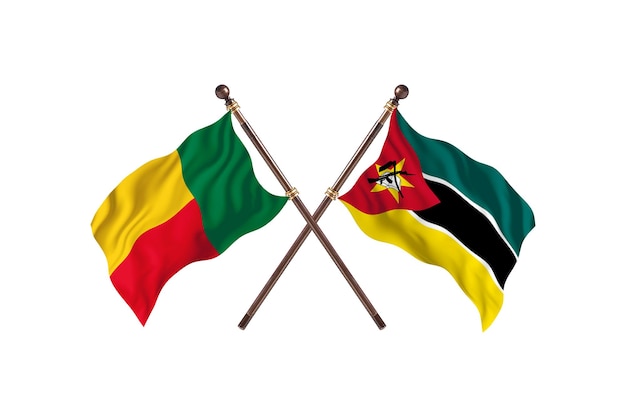 Bénin contre Mozambique deux pays drapeaux fond