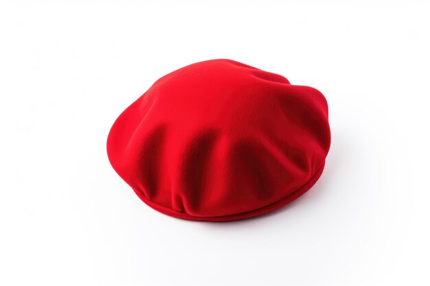 Béret rouge ou bonnet français isolé sur fond blanc