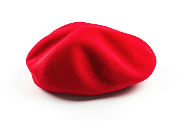 Béret rouge ou bonnet français isolé sur fond blanc