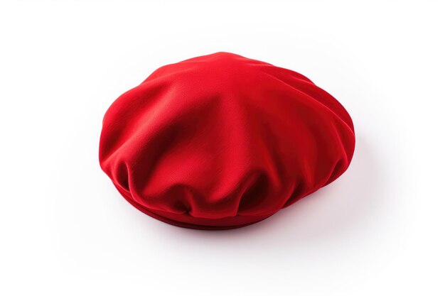 Béret rouge ou bonnet français isolé sur fond blanc