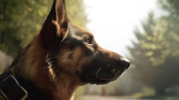 Un berger allemand reniflant dans une nouvelle région