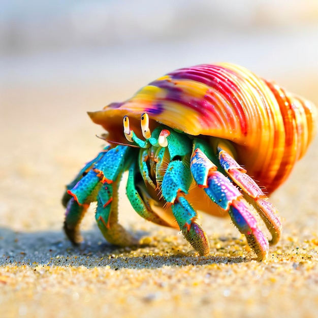 Bernard-l'ermite coloré sur la plage