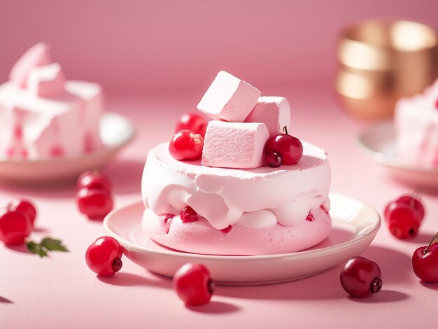 Photo berry bliss delight berry rose marshmallow fait maison dessert zéphir