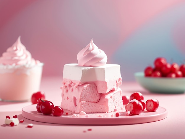 Photo berry bliss delight berry rose marshmallow fait maison dessert zéphir