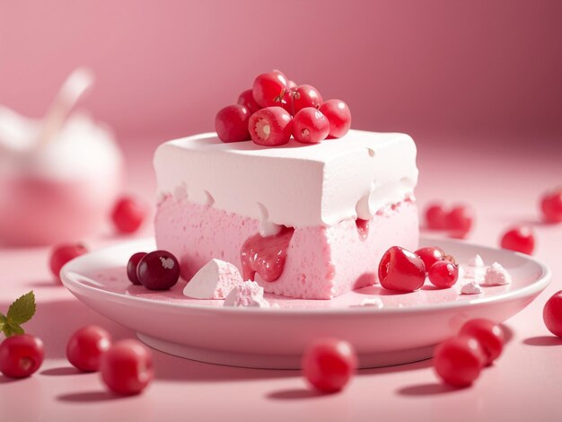 Photo berry bliss delight berry rose marshmallow fait maison dessert zéphir