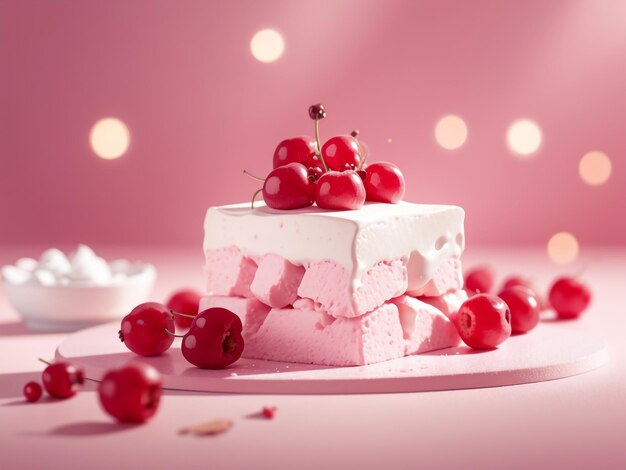 Photo berry bliss delight berry rose marshmallow fait maison dessert zéphir