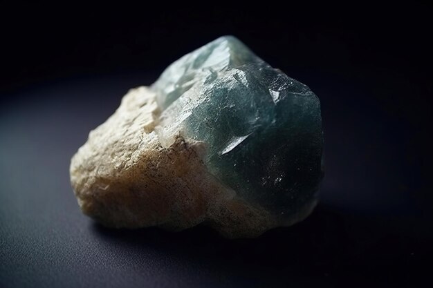 La bérylonite est une pierre naturelle précieuse rare sur un fond noir générée par l'IA.