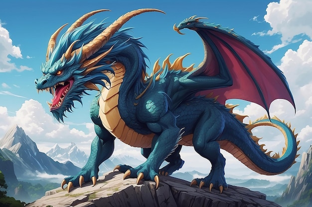 Bête dragon mythique dans le style anime