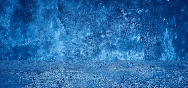 Béton de ciment de salle vide bleue et fond de texture abstraite de mur