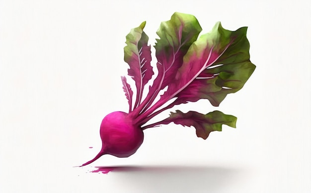 Une betterave rouge dessinée sur fond blanc illustrations d'aliments biologiques végétaux aquarelle générées par ai