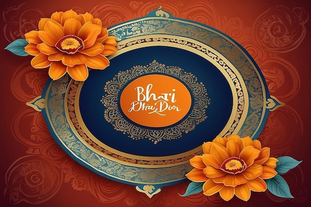 Bhai dooj hindou traditionnel souhaite un fond avec un vecteur de conception de marigold et de tilak