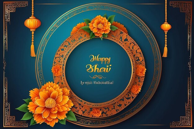 Bhai dooj hindou traditionnel souhaite un fond avec un vecteur de conception de marigold et de tilak