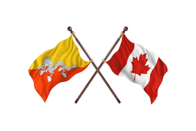 Bhoutan contre Canada deux drapeaux fond