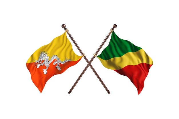 Bhoutan contre Congo deux drapeaux fond