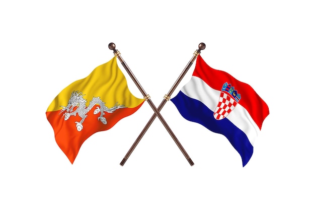 Le Bhoutan contre la Croatie Deux drapeaux Contexte